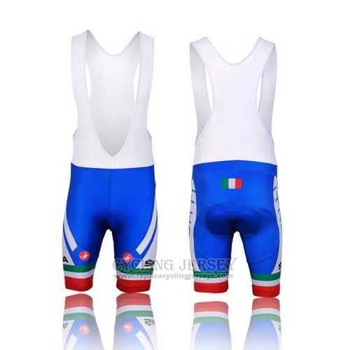 2014 Cycling Jersey Italy Blue and Red Short Sleeve and Bib Short